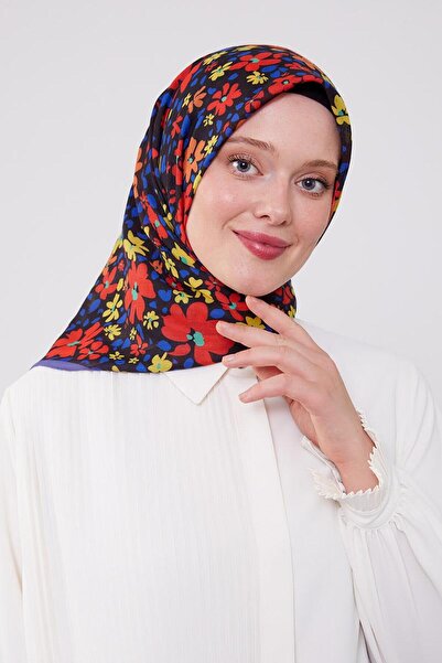 Levidor Red Enamel Flower Pattern Cotton Scarf