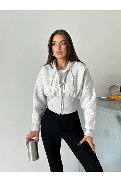mydukkan.co Korse Manşet Fermuarlı Sweat Hırka