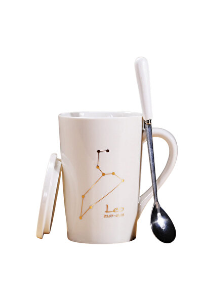 OEM Set cadou cana ceramica, culoare Alba, Leu