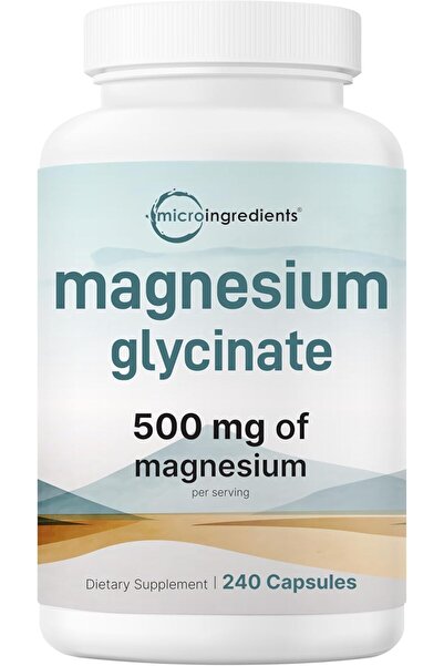 Micro ingredients Magnesium Glycinate 400mg with Vitamin C - 200 Capsules, Elemental Magnesium 400mg