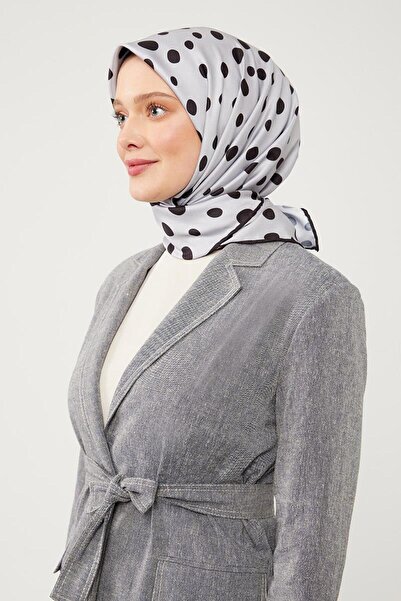 Levidor Ψηφιακό κασκόλ με γκρι πουά σχέδιο