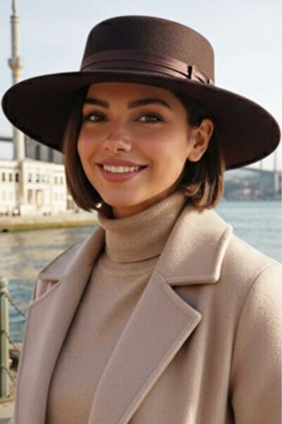 Trenderrs Women's Wide Brim Striped Cashmere Gondola Hat