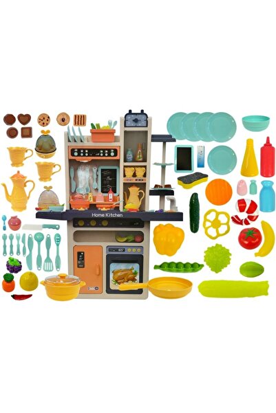 LeanToys Bucatarie interactiva cu robinet aburi sunete lumini si 65 de acceso...