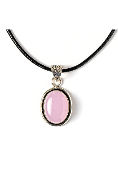 craftmystic Colier reglabil cu pandantiv oval din cuarț roz - Dragoste și Echilibru Emoțional