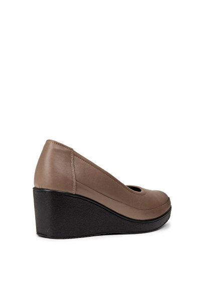 Deery Women's Mink Color Genuine Leather Wedge Heel Casual Shoes