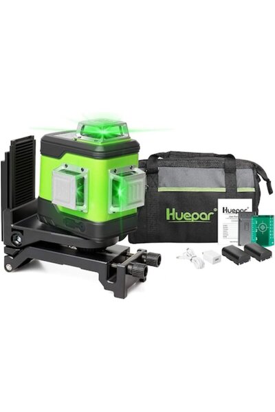 Huepar Laser level 503CG 3x360, green lines, self-leveling, USB-C, 1.85kg, 12.5x8.2x11.8cm, with now