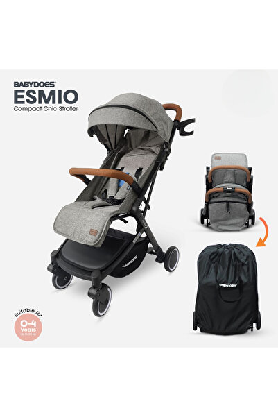 Babydoes ESMIO - Baby Stroller, 5-Point Harness, Single Hand Fold, 0-4 Years (Up to 20 kg) - Grey
