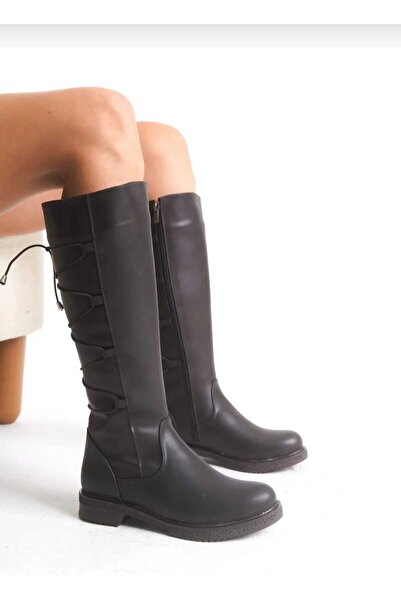 AYDOĞDU by ünal Γυναικείες μπότες ACI καφέ με κορδόνια πίσω, στυλ κάτω από το γόνατο, γυναικείες μπότες 1071000