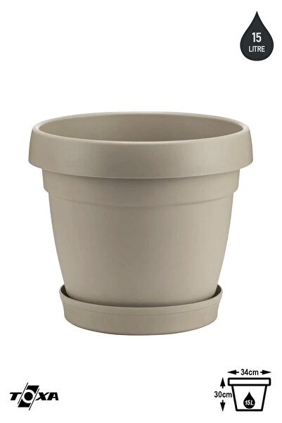 ToXA 1 Adet 15 Litre Mono Saksı Tabaklı Drenaj Delikli Plastik Çiçek Saksısı