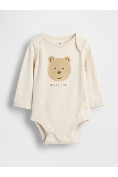 GAP Bebek Krem First Favorites Organik Pamuk Grafik Bodysuit