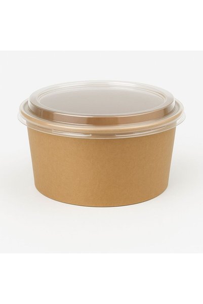 YUŞA PACK 550 Cc Kraft Salad Bowl with Lid 25 Pieces