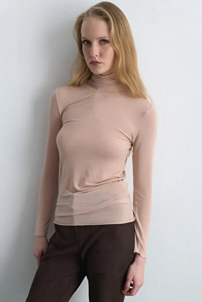Gusto Turtleneck Cashmere Blouse - Powder