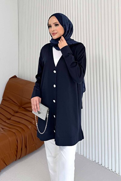 Melike Tatar Κρύα πλεκτή μακριά ζακέτα 70-2532