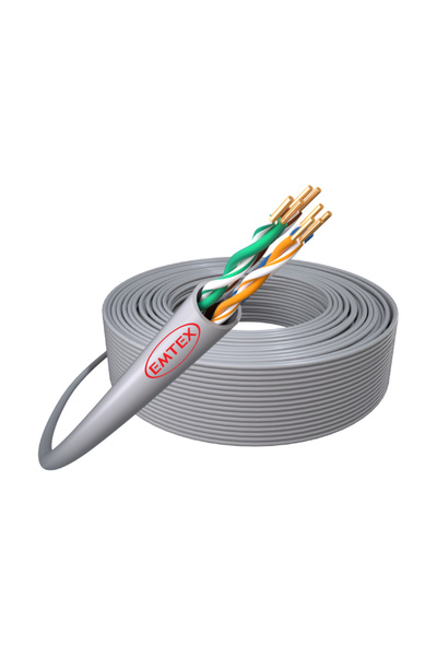 Home Long Cat5e internet cable with 24awg durability, Emtex brand.