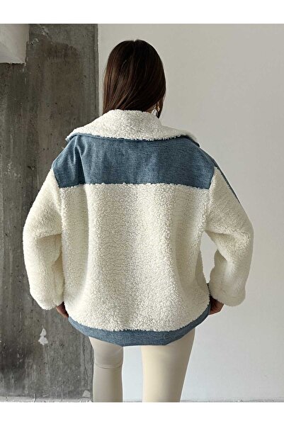 mydukkan.co Denim Detaylı Peluş Mont