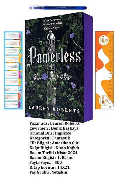 BETA byou Powerless (Karton Kapak) Yetişkin Lauren Roberts'ın Fantastik/Roman...
