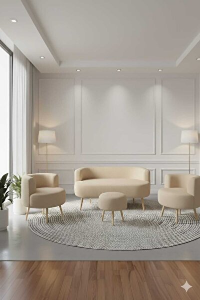 eda hacıoğlu edam bedding group Modern Tasarımlı Teddy Kumaşlı 4'lü Oturma Grubu