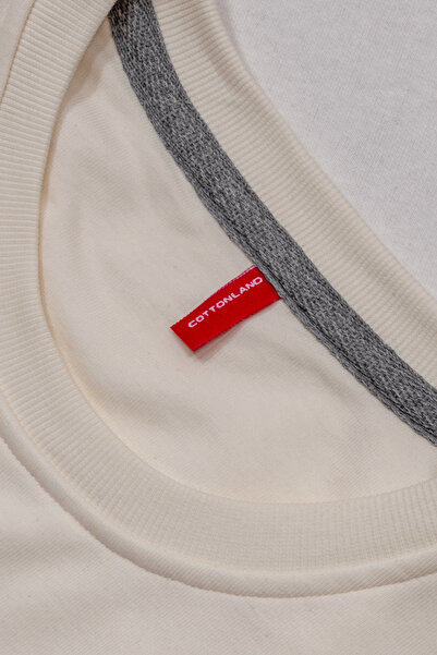 Cottonland Unisex Baxter Three Thread Relaxed Fit O Neck Unprinted Plain Cotton Sweatshirt Ecru