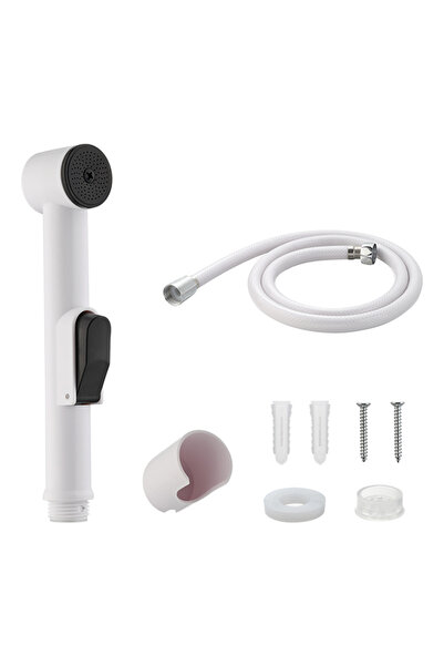 Lawazim White ABS Bidet Sprayer with 1.2m Hose - Adjustable Pressure Handheld Bathroom Spray