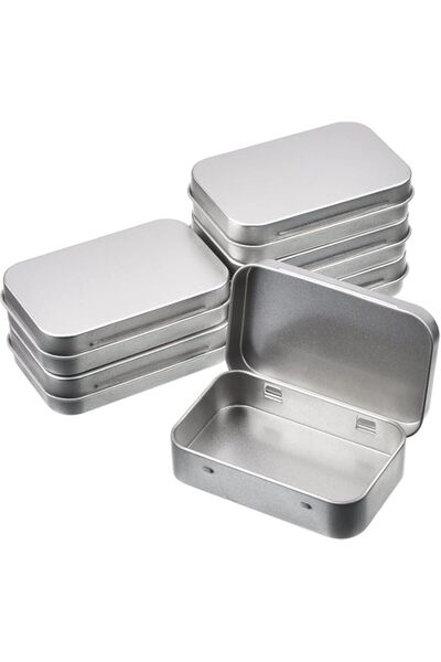 Generic خزنة، عبوة من 6 علب معدنية مستطيلة، صندوق معدني صغير للتخزين، مقاس 3.75 × 2.45 × 0.8 بوصة