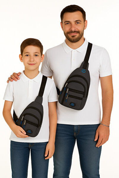 Newish Men's Black Blue Crossbody Bag Father Son Combination