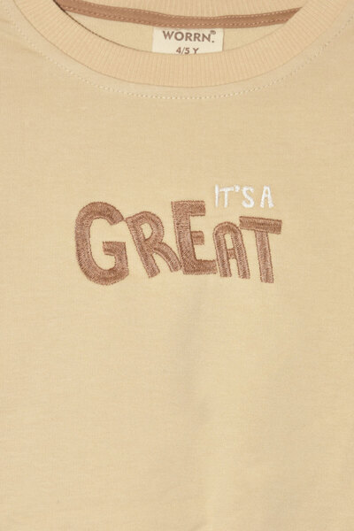 WORRN Erkek Çocuk %100 Pamuk Great Nakışlı Trex Süzeneli Paça Lastikli Takım - 2144