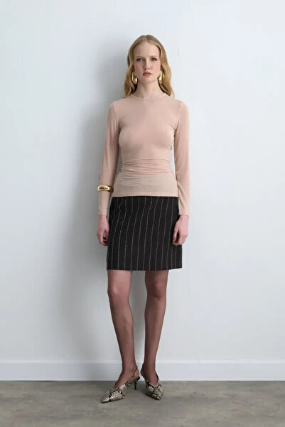 Gusto Crew Neck Cashmere Blouse - Powder