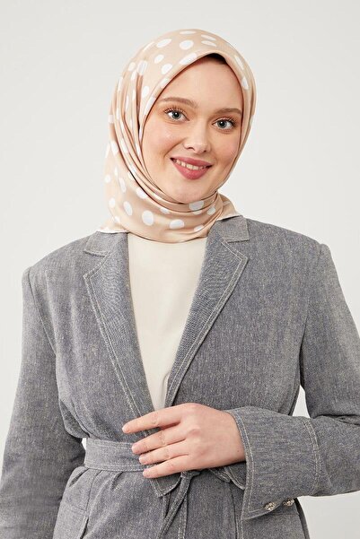 Levidor Ψηφιακό κασκόλ με μπεζ πουά σχέδιο