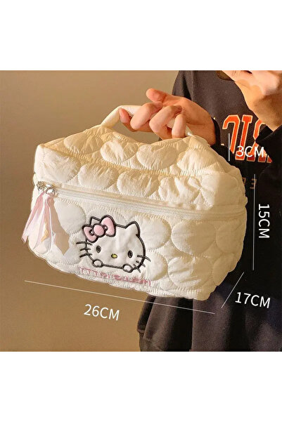 Choice1 حقيبة مكياج مينيسو الكبيرة من سانريو هيلو كيتي كريم داون سوفت كلاود، ...