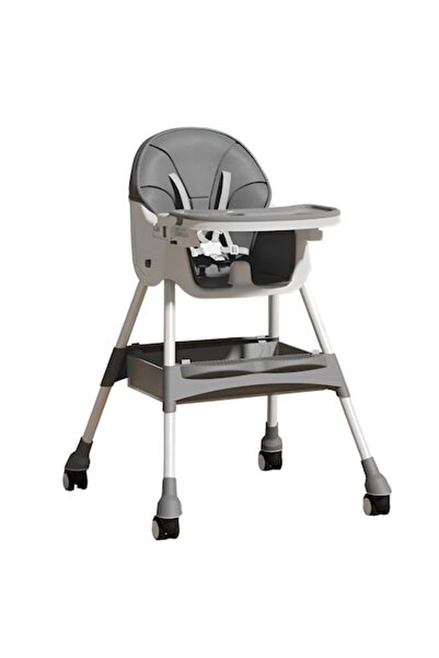 Danex Flippy high chair for babies and children, foldable, adjustable tray, wheels, grey