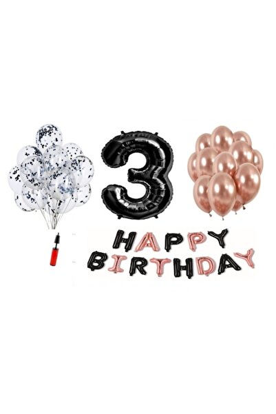 Domi Party & Gifts Set 35 baloane, Domi Party & Gifts, Happy Birthday negru/a...