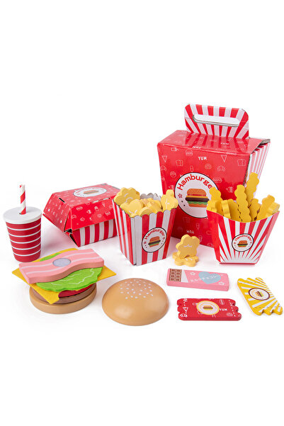 Choice WHITE Baby toy Kitchen toys Burger Set Real life Cosplay Monterssori Educational Wooden toys for Chi