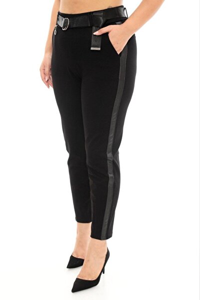ZANESSI Plus Size Women's Skinny Leg Leather Stripe Elastic Waist Extra Large...
