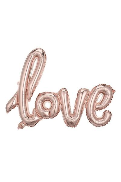 Danex Balon folie metalică „Love” scris de mână, 102x65 cm, auriu roz