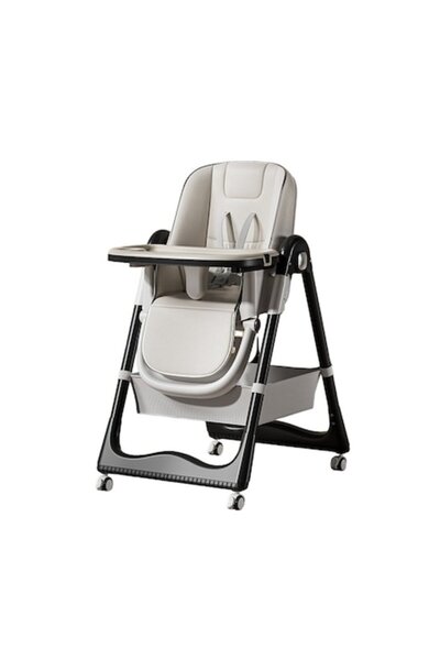 Danex Baby High Chair with 2 Removable Trays & Cover, Adjustable Height & Backrest, White