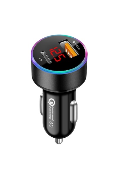 DAMUR Încărcător auto 2 în 1, Port USB cu încărcare rapidă QC3.0 și Type C, P...