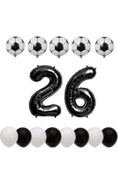 OEM Set de 15 baloane ESB - aniversare de 26 de ani, temă fotbal (număr folie...