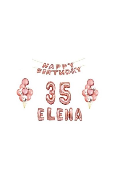 OEM Set baloane „La mulți ani” roz-auriu, nume și număr