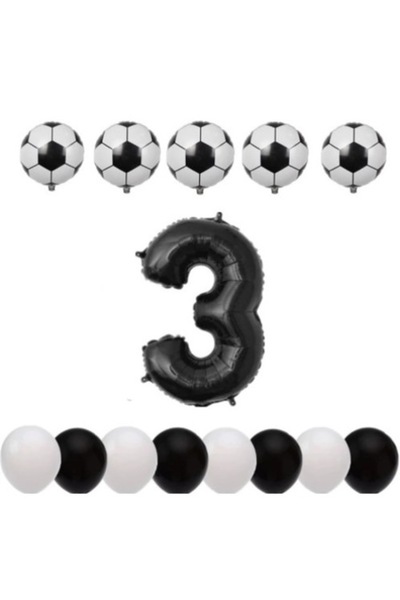 Shop Carnaval Themed Birthday Set, 3 Years - Football - Black/White