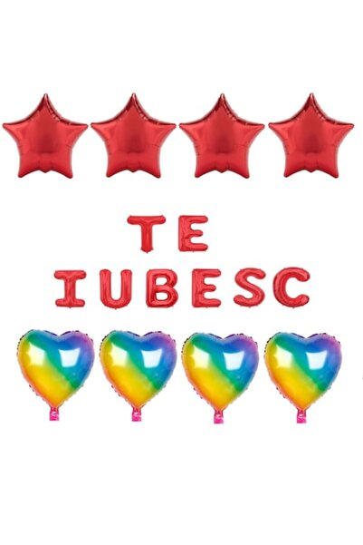 Domi Party & Gifts Set de 16 baloane folie I LOVE YOU roșii , inimioare curcu...