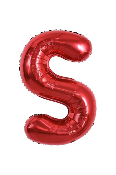 Danex Metallic Foil Balloon Letter S, 40 cm, Red (Straw Included)