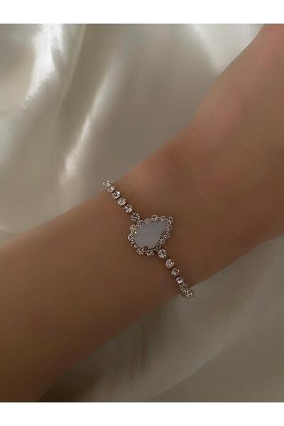 Avcıoğlu Aksesuar سوار نسائي من حجر الزركون الكريستالي مطلي بالفضة، مناسب للزفاف والخطوبة، سوار أنيق ملون للاستخدام اليومي