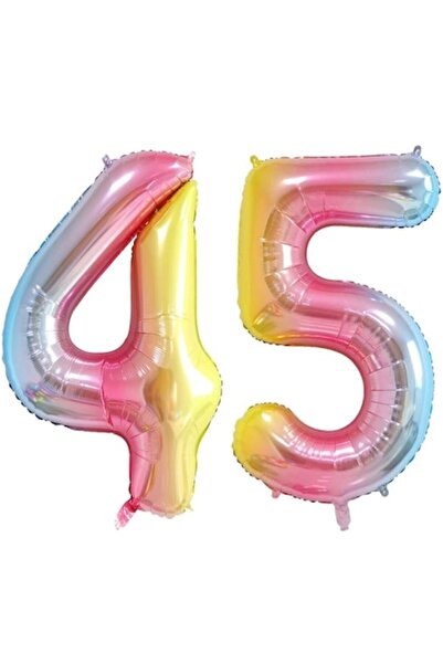 Domi Party & Gifts Set de 2 baloane folie cu numere , Curcubeu, aniversare 45...