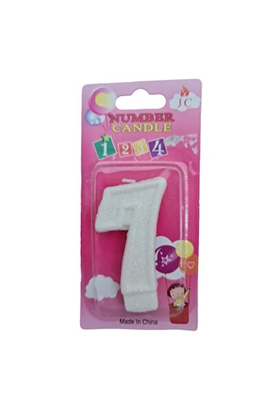 Domi Party & Gifts Lumânare albă cu sclipici pentru tort, numărul 7