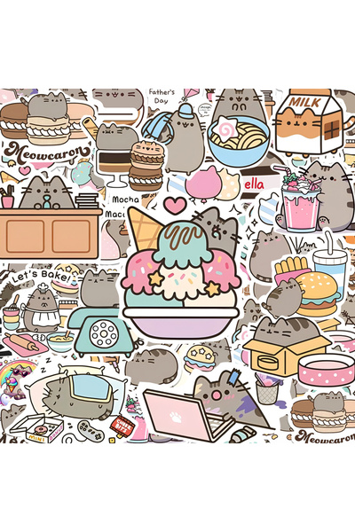 BANDAI 60 قطعة 10/30/60 قطعة ملصقات حيوانات قطط سميكة لطيفة للأطفال جرافيتي القرطاسية الكمبيوتر المحمول مقاوم للماء Kaw