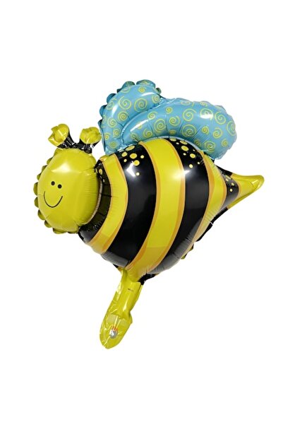 Danex Metallic Foil Balloon - Bee Mini Figurine, 36x42 cm, Individual Pack, Straw Included, Air/Heli
