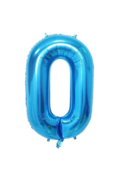 Danex Metallic Foil Balloon, Number Figure 100 cm, Blue, Digit 0, Straw Included