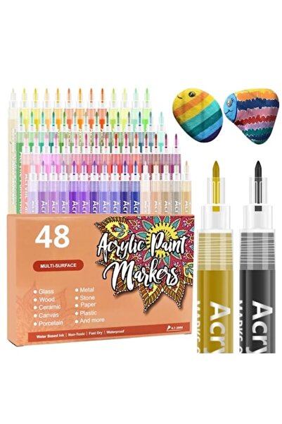 SIPEDO Set of 48 Acrylic Water-Based Markers, Quick Drying, Non-Toxic, Water-...