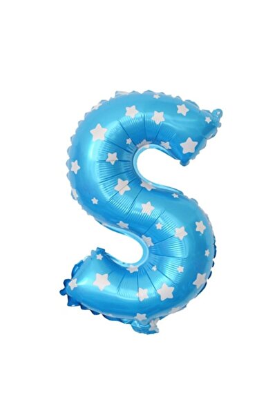 Danex Balon folie metalică Litera S, 40 cm, imprimeu stea, albastru