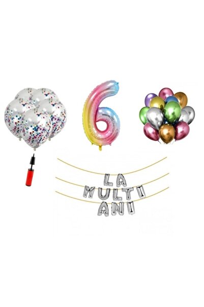Domi Party & Gifts Set 32 ​​baloane , La mulți ani aniversare 6 ani, 100 cm
